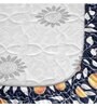Blue Floral 144 TC Cotton King Fitted Bedsheet with 2 Pillow Covers