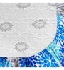 Blue Floral 144 TC Cotton King Fitted Bedsheet with 2 Pillow Covers