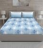 Blue Floral 144 TC Cotton King Sized Bed Sheets with 2 Pillow Covers