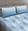 Blue Floral 144 TC Cotton King Sized Bed Sheets with 2 Pillow Covers