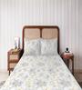 Blue Floral 144 TC Cotton King Sized Double Bedsheet with 2 Pillow Covers Floral Mist Collection