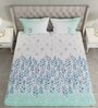 Blue Floral 144 TC Cotton Queen Sized Bed Sheets with 2 Pillow Covers