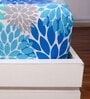 Blue Floral 144 TC Cotton Single Fitted Bedsheet With 1 Pillow Cover