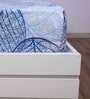 Blue Floral 144 TC Cotton Single Fitted Bedsheet With 1 Pillow Cover