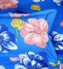 Blue Floral 144 TC Glace Cotton Queen Sized Double Bedsheet with 2 Pillow Covers
