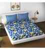 Blue Floral 144 TC Microfiber King Sized Bedsheet Bedsheet 2 Pillow Heaven Collection