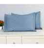 Blue Floral 144 TC Microfiber Queen Sized Bedsheet Bedsheet 2 Pillow Heaven Collection