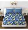 Blue Floral 144 TC Microfiber Queen Sized Bedsheet Bedsheet 2 Pillow Heaven Collection