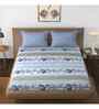 Blue Floral 144 TC Microfiber Queen Sized Bedsheet Bedsheet 2 Pillow Heaven Collection