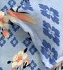 Blue Floral 144 TC Microfiber Queen Sized Double Bedsheet with 2 Pillow Covers