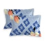 Blue Floral 144 TC Microfiber Queen Sized Double Bedsheet with 2 Pillow Covers