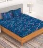 Blue Floral 150 TC Microfiber Bedsheet With 2 Pillow Covers