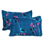 Blue Floral 150 TC Microfiber Bedsheet With 2 Pillow Covers