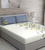 Blue Floral 150 TC Cotton Queen Sized Bed Sheets with 2 Pillow Covers