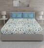 Blue Floral 150 TC Cotton Queen Sized Bed Sheets with 2 Pillow Covers