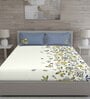 Blue Floral 150 TC Cotton Queen Sized Bed Sheets with 2 Pillow Covers