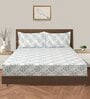 Blue Floral 160 TC Cotton Double Bedsheet with 2 Pillow covers