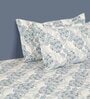 Blue Floral 160 TC Cotton Double Bedsheet with 2 Pillow covers