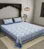Blue Floral 180 TC Cotton  King Sized Bedsheet with 2 Pillow Covers