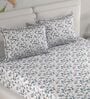 Blue Floral 180 TC Cotton King Bedhseet 2 pillow covers