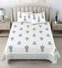 Blue Floral 180 TC Cotton King Size Bedsheet With 2 Pillow Cover
