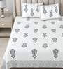 Blue Floral 180 TC Cotton King Size Bedsheet With 2 Pillow Cover