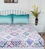 Blue Traditional 180 TC Cotton Queen Sized Bed Sheets with 2 Pillow Covers