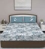Blue Floral 180 TC Cotton Queen Sized Bed Sheets with 2 Pillow Covers