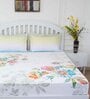 Blue Floral 180 TC Cotton Queen Sized Bed Sheets with 2 Pillow Covers