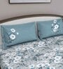 Blue Floral 180 TC Cotton Queen Sized Bed Sheets with 2 Pillow Covers