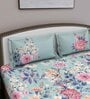 Blue Floral 180 TC Cotton Queen Sized Bed Sheets with 2 Pillow Covers