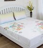 Blue Floral 180 TC Cotton Queen Sized Bed Sheets with 2 Pillow Covers