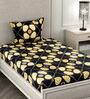 Blue Floral 180 TC Microfiber Single Bedsheet With 1 Pillow Cover