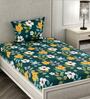 Blue Floral 180 TC Microfiber Single Bedsheet With 1 Pillow Cover