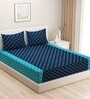 Blue Floral 200 TC Cotton Double Bedsheet With 2 Pillow Covers