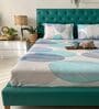 Blue Floral 200 TC Cotton Double Bedsheet with 2 Pillow Covers