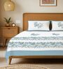 Blue Floral 200 TC Cotton Double Bedsheet with 2 Pillow Covers
