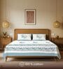 Blue Floral 200 TC Cotton Double Bedsheet with 2 Pillow Covers