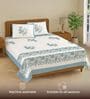 Blue Floral 200 TC Cotton King Sized Bedsheet with 2 Pillow Covers