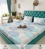 Blue Floral 200 TC Cotton King Sized Bedsheet with 2 Pillow Covers