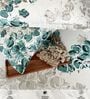 Blue Floral 200 TC Cotton King Sized Fitted Bedsheet with 2 Pillow Covers