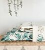 Blue Floral 200 TC Cotton King Sized Fitted Bedsheet with 2 Pillow Covers