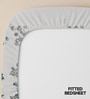 Blue Floral 200 TC Cotton King Sized Fitted Bedsheet with 2 Pillow Covers