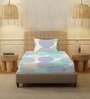 Blue Floral 200 TC Cotton Single Bedsheet with 1 Pillow Cover