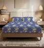 Blue Floral 200 TC Microfiber Double Bedsheet with 2 Pillow Covers