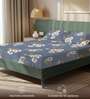Blue Floral 200 TC Microfiber Double Bedsheet with 2 Pillow Covers