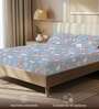 Blue Floral 200 TC Microfiber Double Bedsheet with 2 Pillow Covers