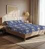 Blue Floral 200 TC Microfiber Double Bedsheet with 2 Pillow Covers