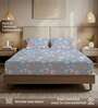 Blue Floral 200 TC Microfiber King Sized Bedsheet with 2 Pillow Covers