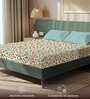 Blue Floral 200 TC Microfiber King Sized Bedsheet with 2 Pillow Covers
